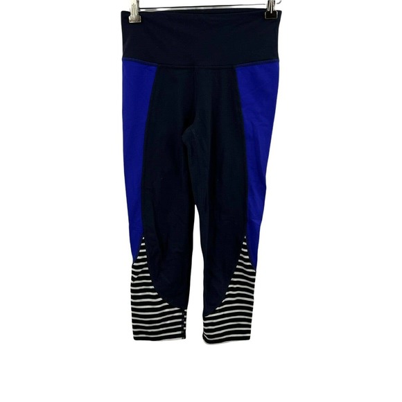 Athleta Blue Cropped Capri with Striped Panels Size XS - Picture 1 of 3